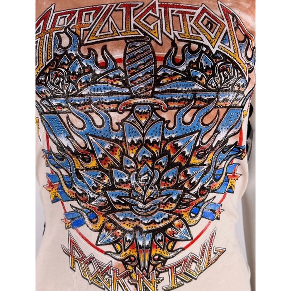Affliction Women's T-Shirt Firerthorn Rock Biker Tattoo - Picture 8 of 8
